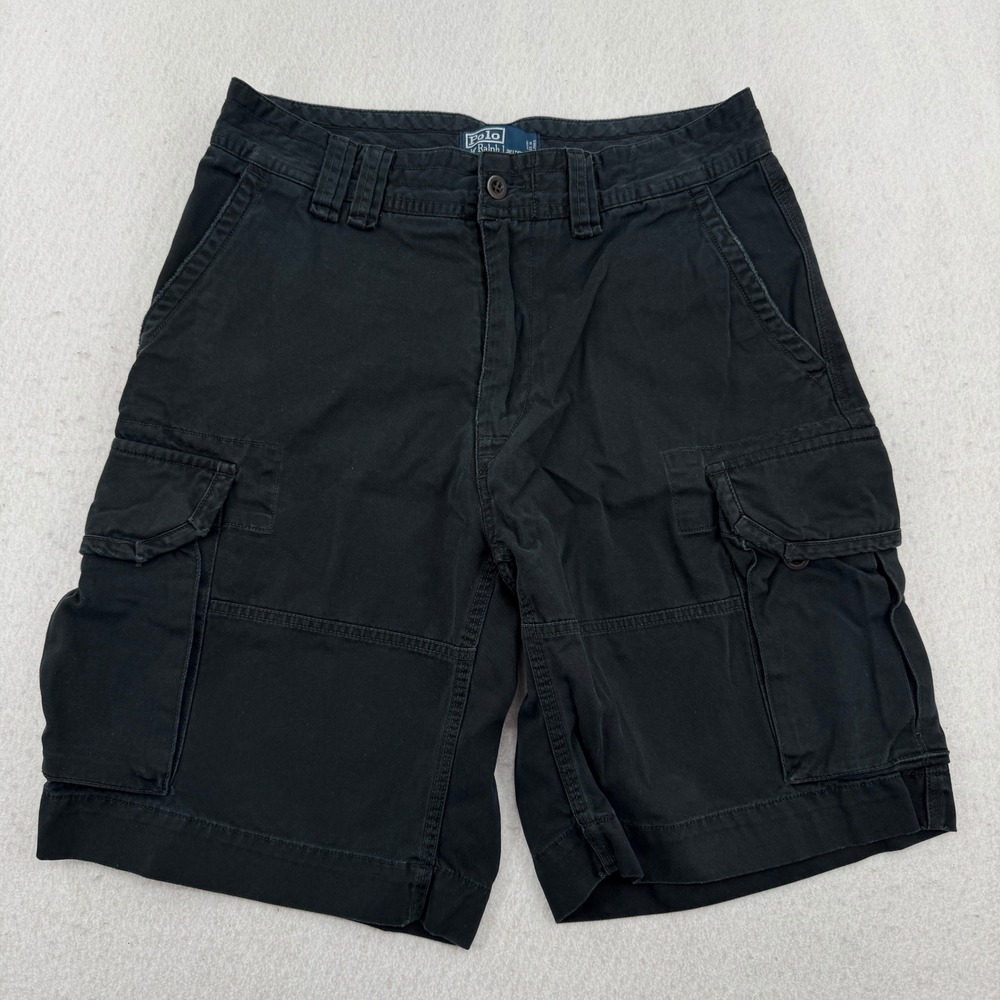 Polo Ralph Lauren Mens 32 Heavyweight Chino Cargo Shorts Black Cotton Twill